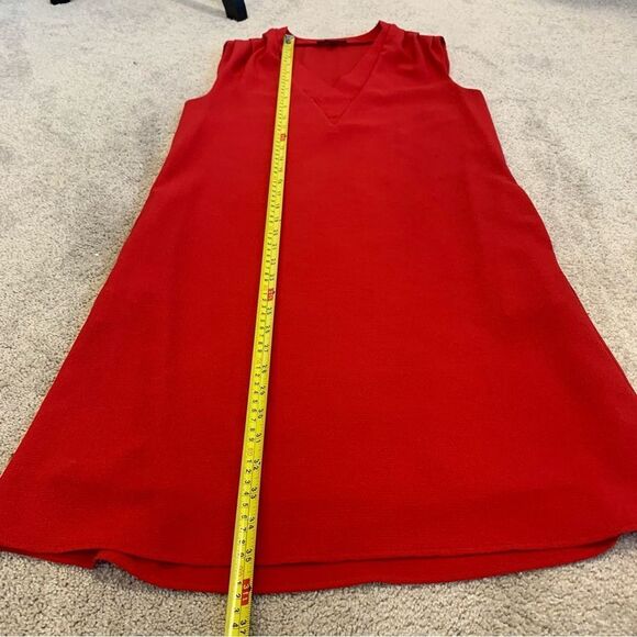 rw&co red sleeveless pleated shift dress pockets Sz XXS stretchy - Picture 10 of 12